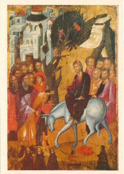 Икона «Въезд в Иерусалим». XVI век (Никозия. Церковь Панагии Хрисалиниотиссы)